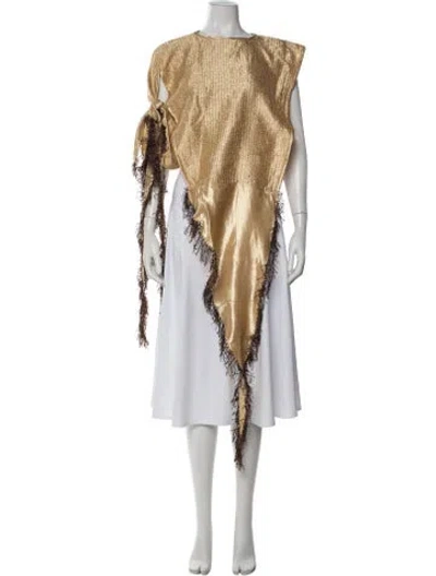 Pre-owned Tigra Tigra Silk Crew Neck Top W/ Tags In Gold