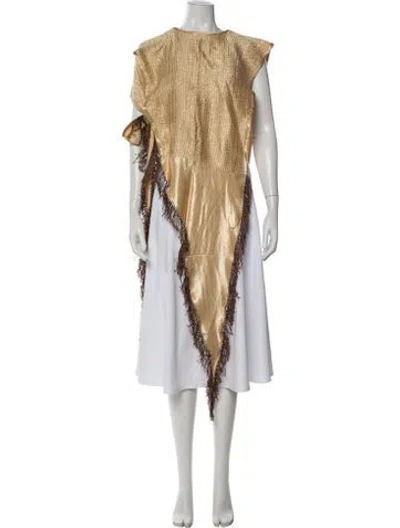 Pre-owned Tigra Tigra Silk Crew Neck Top W/ Tags In Gold