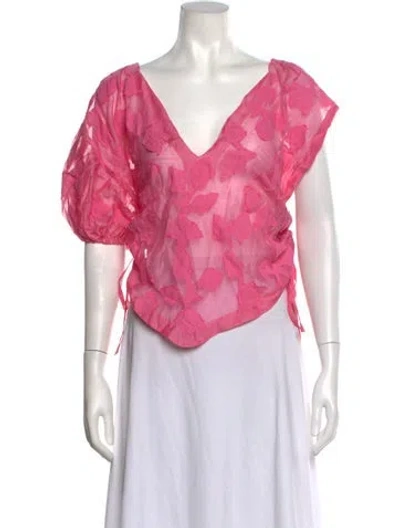 Pre-owned Tigra Tigra Silk Floral Print Top In Pink