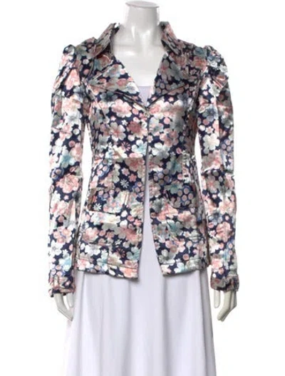 Pre-owned Tigra Tigra Silk Floral Print Top W/ Tags In Multicolor