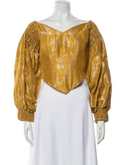 Pre-owned Tigra Tigra Silk Floral Print Top In Yellow
