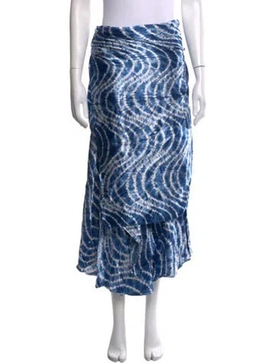 Pre-owned Tigra Tigra Silk Midi Length Skirt In Blue