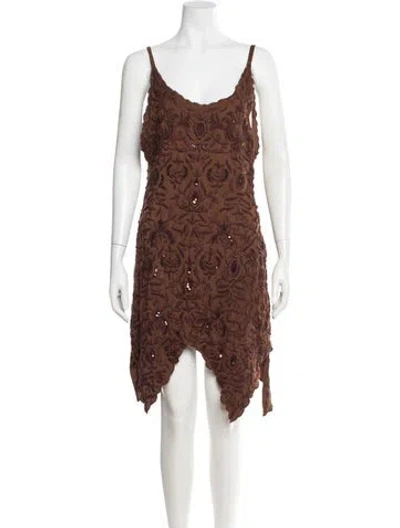 Pre-owned Tigra Tigra Silk Mini Dress In Brown