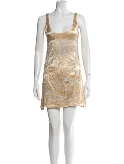 Pre-owned Tigra Tigra Silk Mini Dress W/ Tags In Neutrals