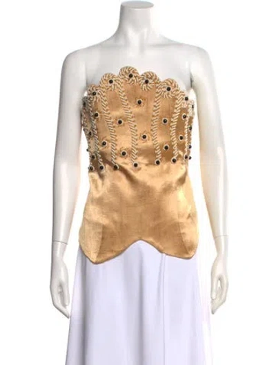 Pre-owned Tigra Tigra Silk Patterned Top W/ Tags In Neutrals