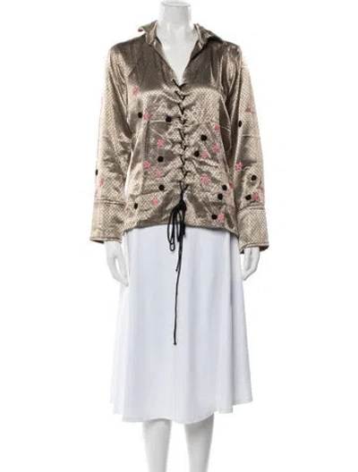 Pre-owned Tigra Tigra Silk Printed Blouse