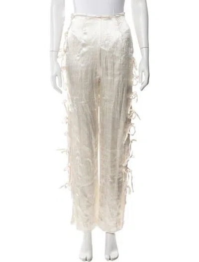 Pre-owned Tigra Tigra Silk Straight Leg Pants In Neutral