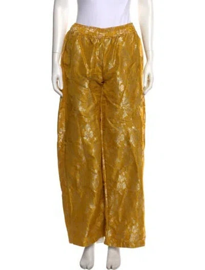 Pre-owned Tigra Tigra Silk Wide Leg Pants W/ Tags In Yellow