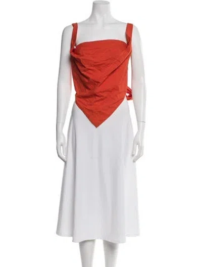 Pre-owned Tigra Tigra Square Neckline Sleeveless Top In Orange