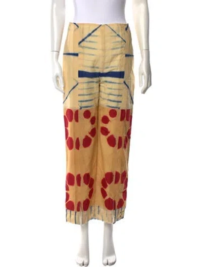 Pre-owned Tigra Tigra Tie-dye Print Wide Leg Pants In Yellow