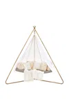 Tiipii Bed Large Deluxe Sunbrella  + Deluxe Bronzed Stainless Steel Stand Set In Neutral
