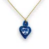 Tiké Jewels Women's Sacred Heart Amati Blue Porcelain Necklace – Gold Plated In Blue