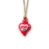 Tiké Jewels Women's Sacred Heart Amati Gold & Red Porcelain Necklace – Gold Plated In Red