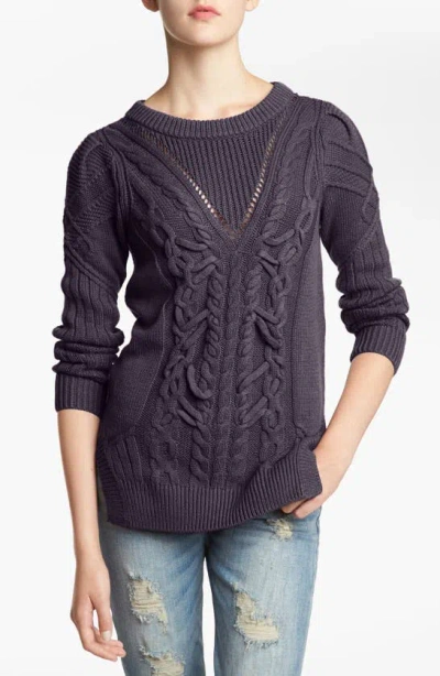 Tildon Cable Knit Sweater In Purple