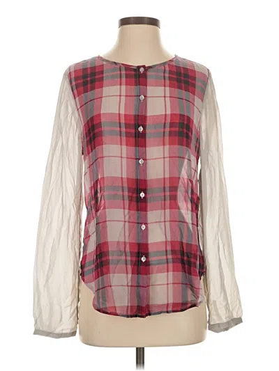 Pre-owned Tildon Long Sleeve Blouse In Burgundy