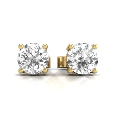 Tilla 0.25 C Round Lab Grown Diamond Solitaire Stud Earrings With Basket Setting Pushbacks In Gold