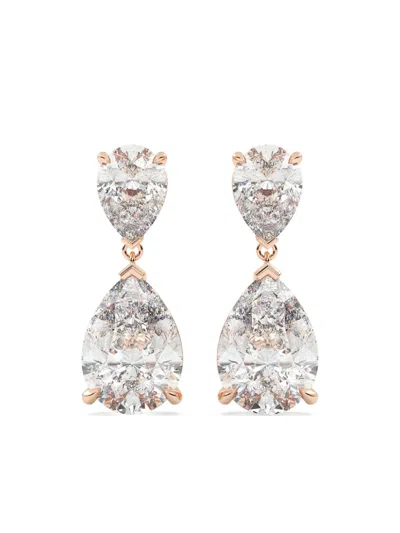 Tilla 14k Rose Gold Lab-grown Diamond Dangling Earrings In Silver