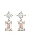 Tilla 14k Rose Gold Princess-cut Earrings In Silver