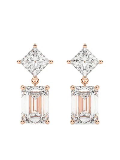 Tilla 14k Rose Gold Princess-cut Earrings In Silver