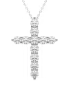 Tilla 14k White Gold Diamond Cross Necklace In Metallic