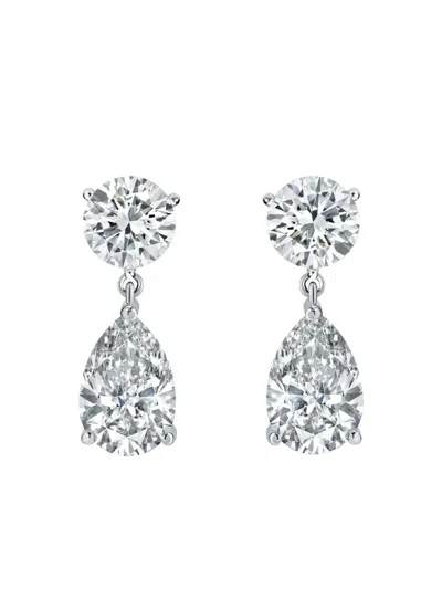 Tilla 14k White Gold Diamond Teardrop Earrings In Silver