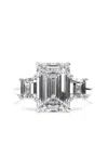 Tilla 14k White Gold Emerald Lab-grown Diamond Ring In Silver