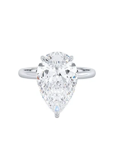 Tilla 14k White Gold Pear Diamond Solitaire Ring In Silver