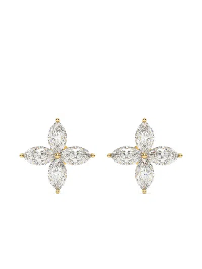 Tilla 14k Yellow Gold Marquise Cluster Earrings