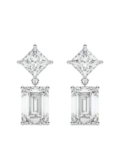 Tilla 14kt Princess-cut Dangling Earrings In Silver