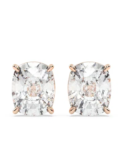 Tilla 14kt Rose Gold Diamond Cushion Earrings In White