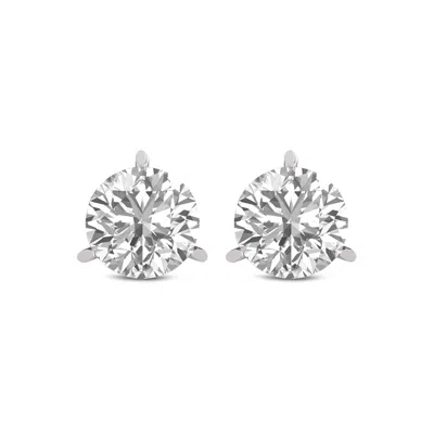 Tilla 3 C Martini-set Round Lab Grown Diamond Solitaire Stud Earrings With Pushback In Metallic