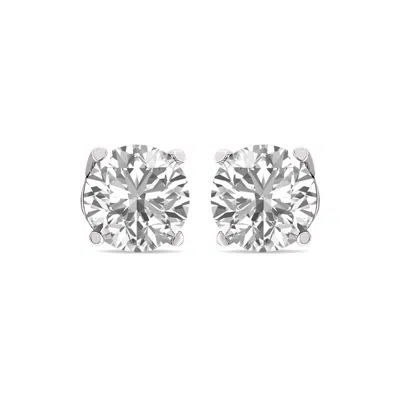 Tilla 8 C Round Lab Grown Diamond Solitaire Stud Earrings With Basket Setting Screwbacks In Metallic