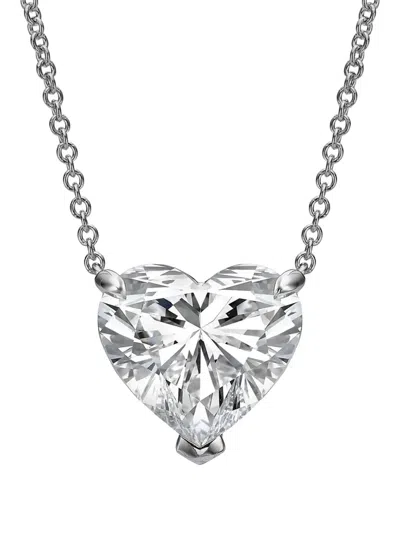 Tilla Solitaire Diamond Heart-pendant Necklace In Metallic
