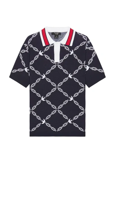 Tilley Jacquard Polo Shirt In 藏青色
