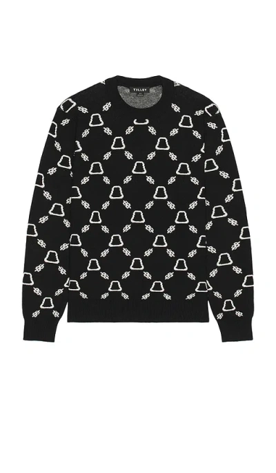 Tilley Rope Hat Crew Sweater In 블랙 & 오프 화이트
