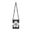 Tillie Beads Women's Beaded Black & White Daisy Crossbody Bag With  The Daisy Pocket