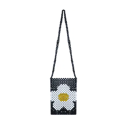 Tillie Beads Women's Beaded Black & White Daisy Crossbody Bag With  The Daisy Pocket