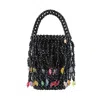 Tillie Beads Women's Black Beaded Tassel Twirl Bucket Bag
