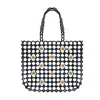 Tillie Beads Women's Black Daisy Beach Tote Bead Bag