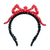 Tillie Beads Women's Black / Red Red Bow Black Band Beaded Headband