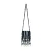 Tillie Beads Women's Black / White Black & White Beaded Daisy Detailed Shoulder Bead Bag