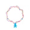 Tillie Beads Women's Blue Bear Pendant Double Layer Bead Necklace