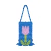 Tillie Beads Women's Blue Bloom Tulip Bucket Bead Bag