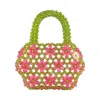 Tillie Beads Women's Green / Pink / Purple Pink Daisy Delight Green Mini Bead Bag