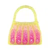 Tillie Beads Women's Green / Pink / Purple Sunset Pop Lemon Yellow&berry Pink Beaded Bag