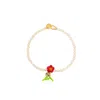 Tillie Beads Women's Neutrals Bold Red Daisy Beaded  Handmade Necklace