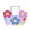 Tillie Beads Women's Pink / Purple Colourful Daisy Square Handle Grocery Bead Bag