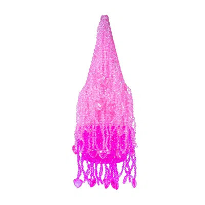 Tillie Beads Women's Pink / Purple Pink Crystal-like Heart Detailed Tassel Bead Handbag