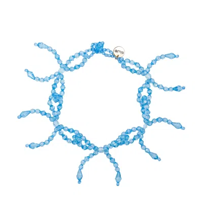 Tillie Beads Women's Playful Ribbon Bead Necklace In Iceberg Blue