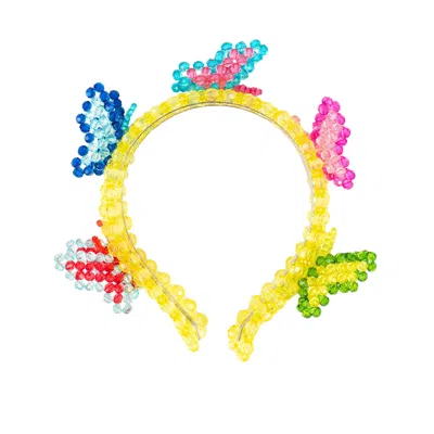 Tillie Beads Women's Yellow / Orange Butterfly Yellow Bead Headband